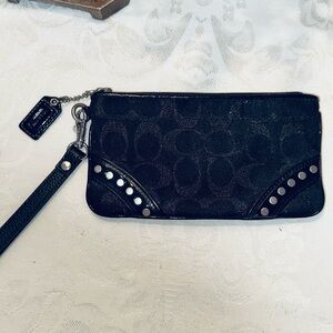 Coach Signature Lurex Studded Wristlet – Style F48111 Black